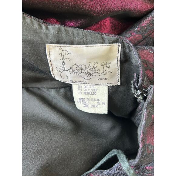 Vintage 80s Loralie Lace Metallic Purple Strapless Formal Dress sz 6 Goth Fairy - Picture 11 of 11